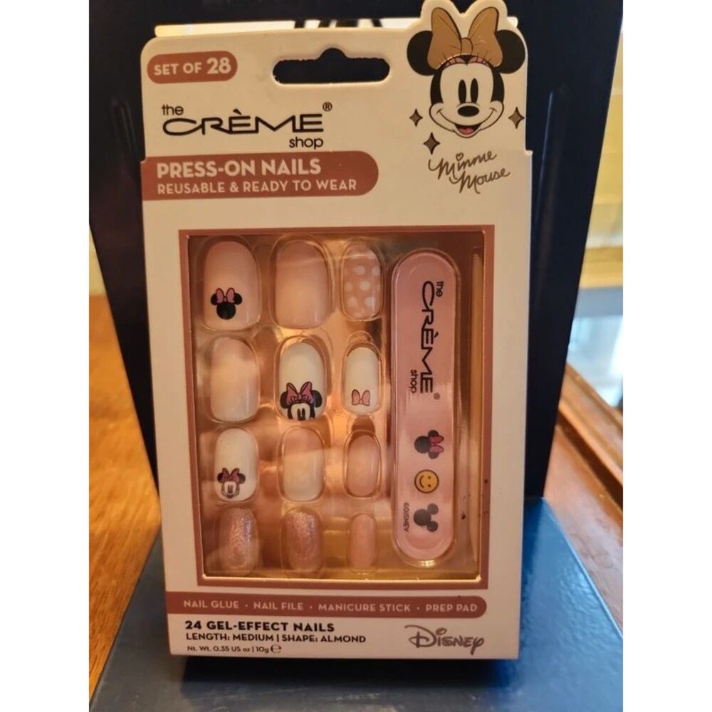The Crème Shop Disney Minnie Mouse Press On Nails Almond Medium NIB 28pc